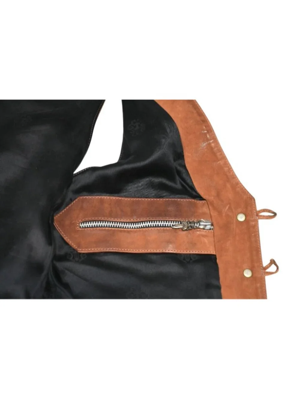 Chrome Hearts L Lng Bck Leather Vest Floral Button Brown S